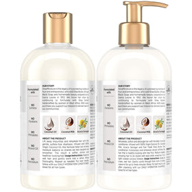 SheaMoisture label close-up highlighting ingredients and clean formula benefit