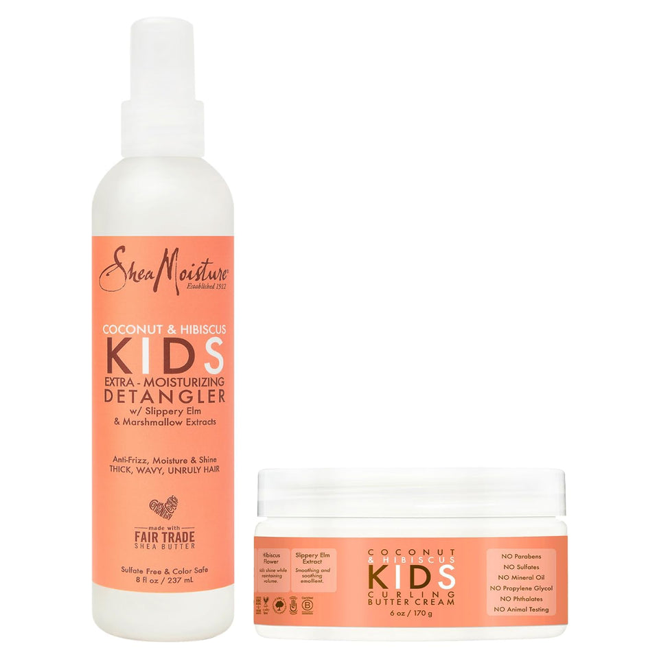 SheaMoisture bundle front packaging showing both coconut hibiscus products and benefits