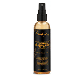 Shea Moisture front bottle view showing clear clarifying toner benefits