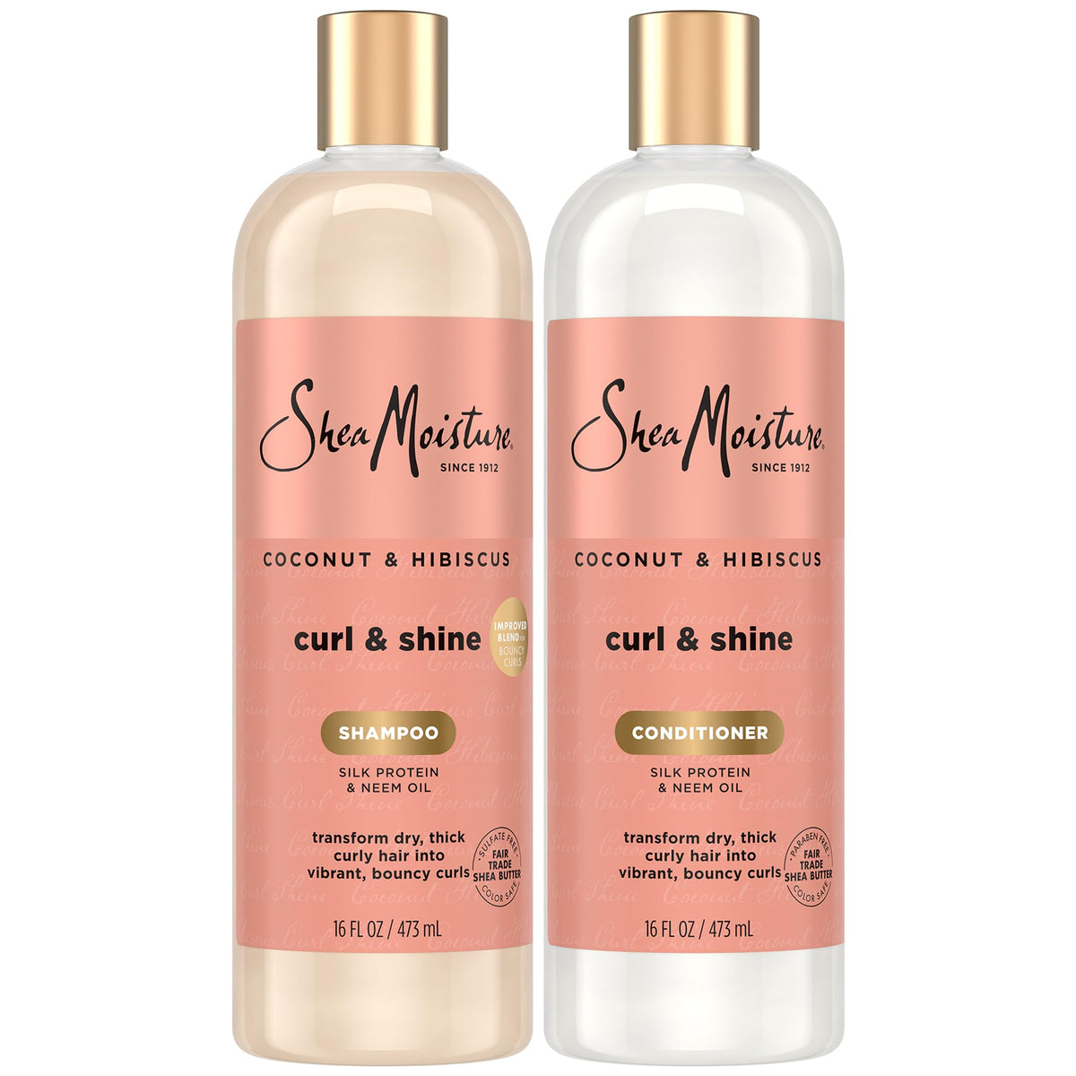 SheaMoisture front packaging showing full shampoo and conditioner set benefits