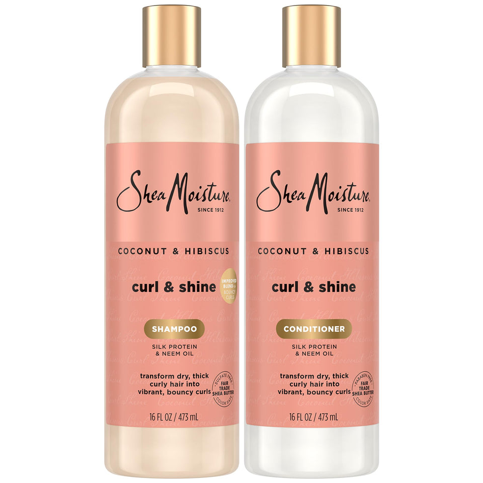 SheaMoisture front packaging showing full shampoo and conditioner set benefits