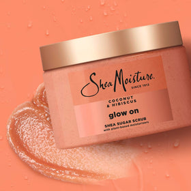 SheaMoisture scrub being applied in shower demonstrating easy rinsing benefit