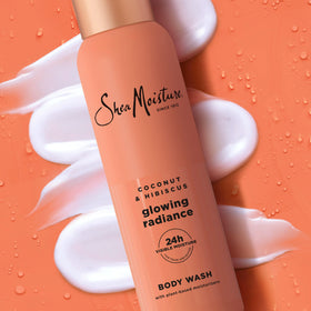 SheaMoisture coconut, hibiscus, and shea visuals indicating natural support