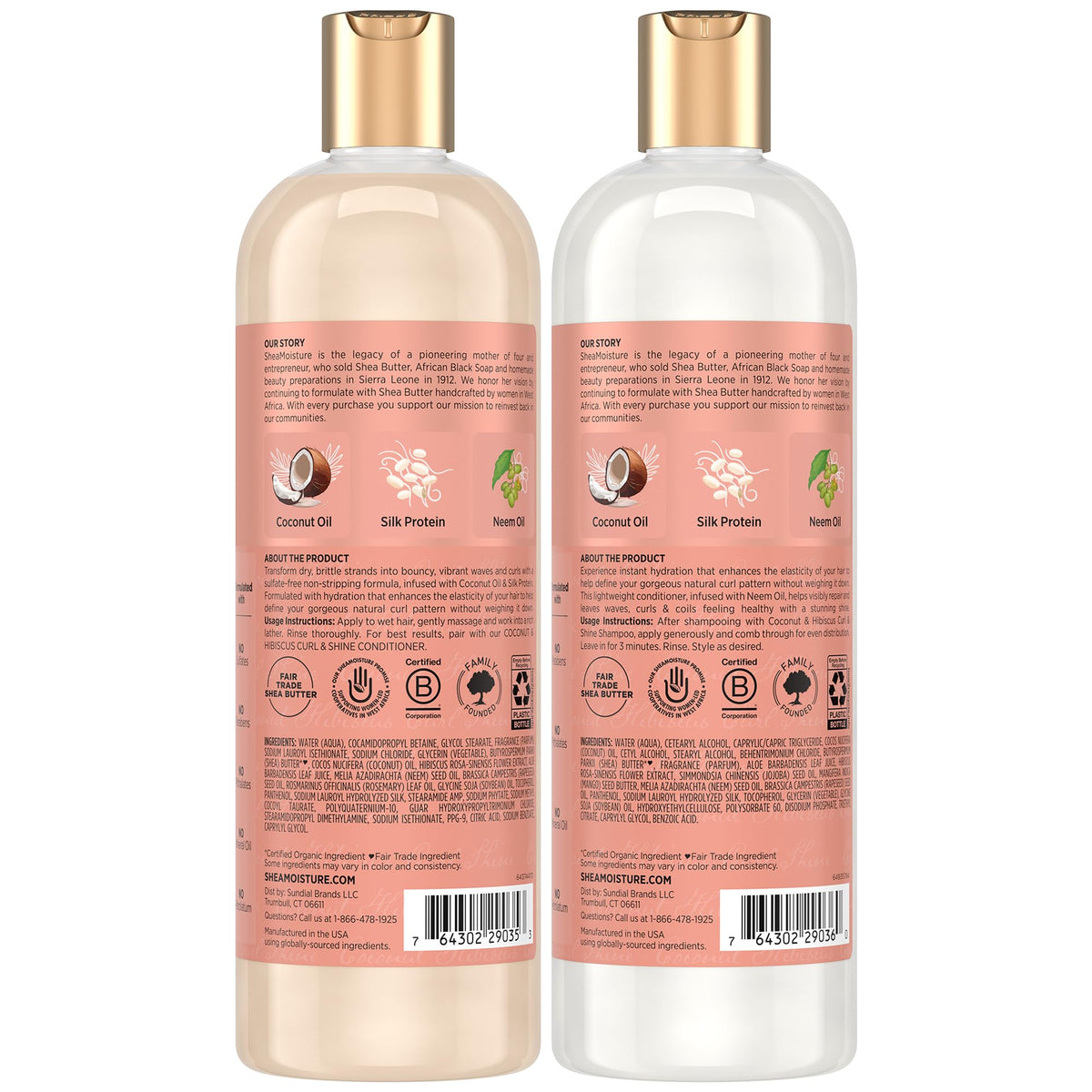 SheaMoisture shampoo bottle close-up highlighting pump and creamy lather