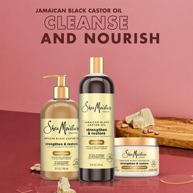 SheaMoisture conditioner being poured for visible creamy detangling slip