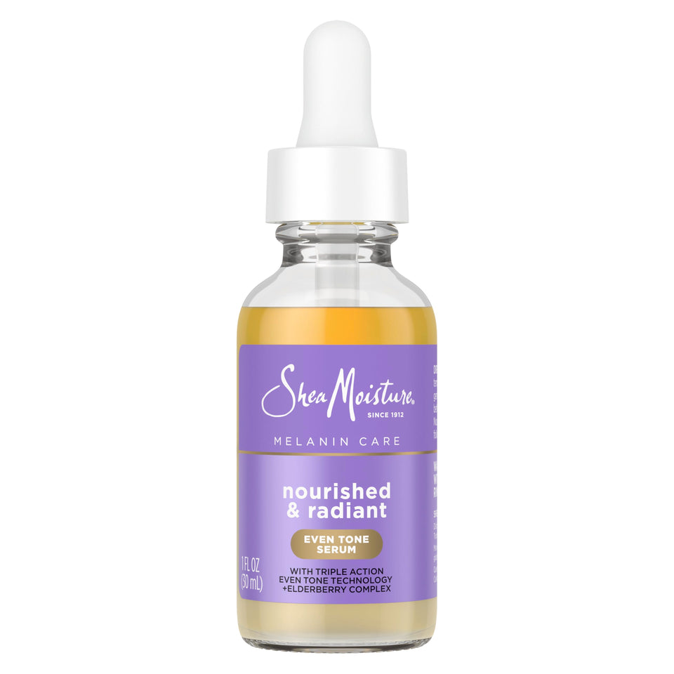 SheaMoisture even tone serum front bottle showing packaging benefit of even tone