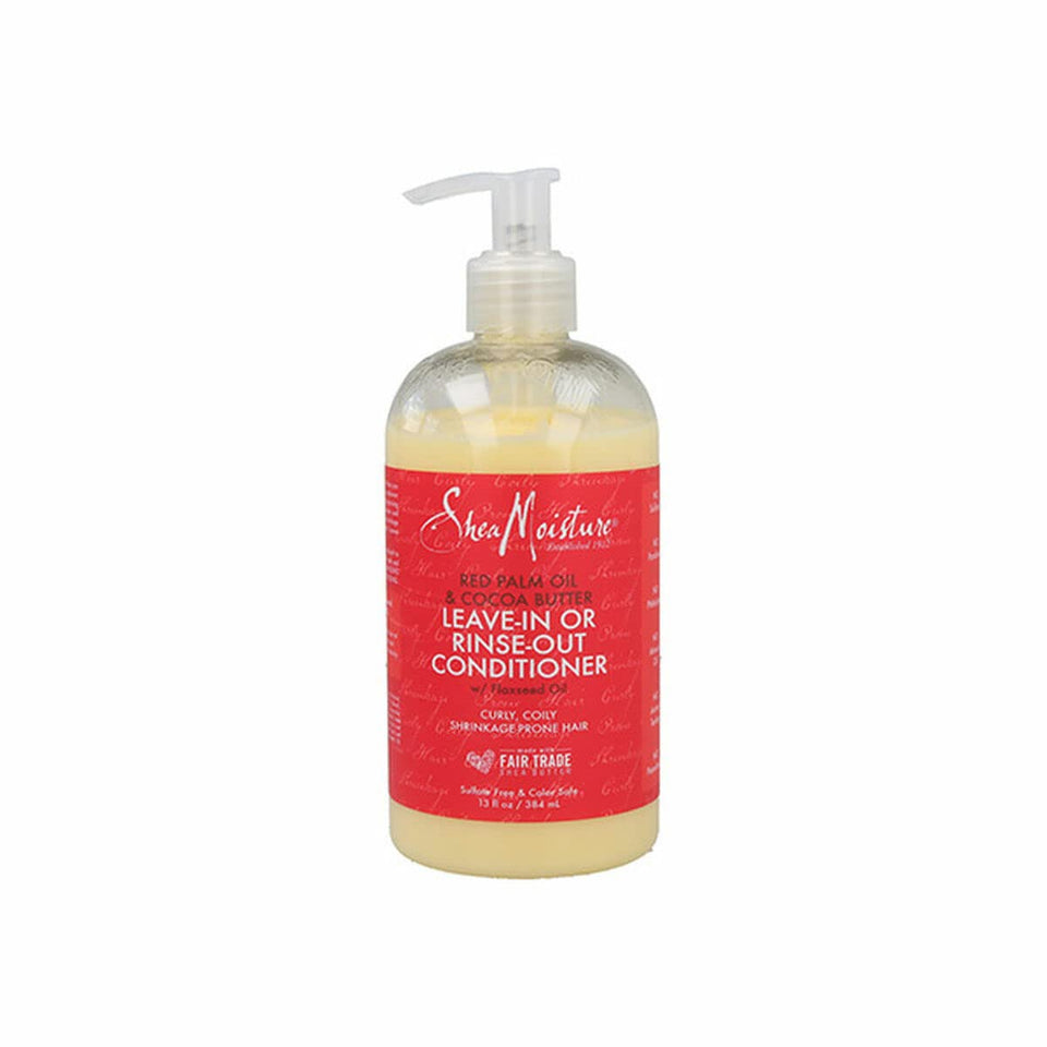 SheaMoisture front bottle showing Red Palm Oil and Cocoa Butter for curl hydration