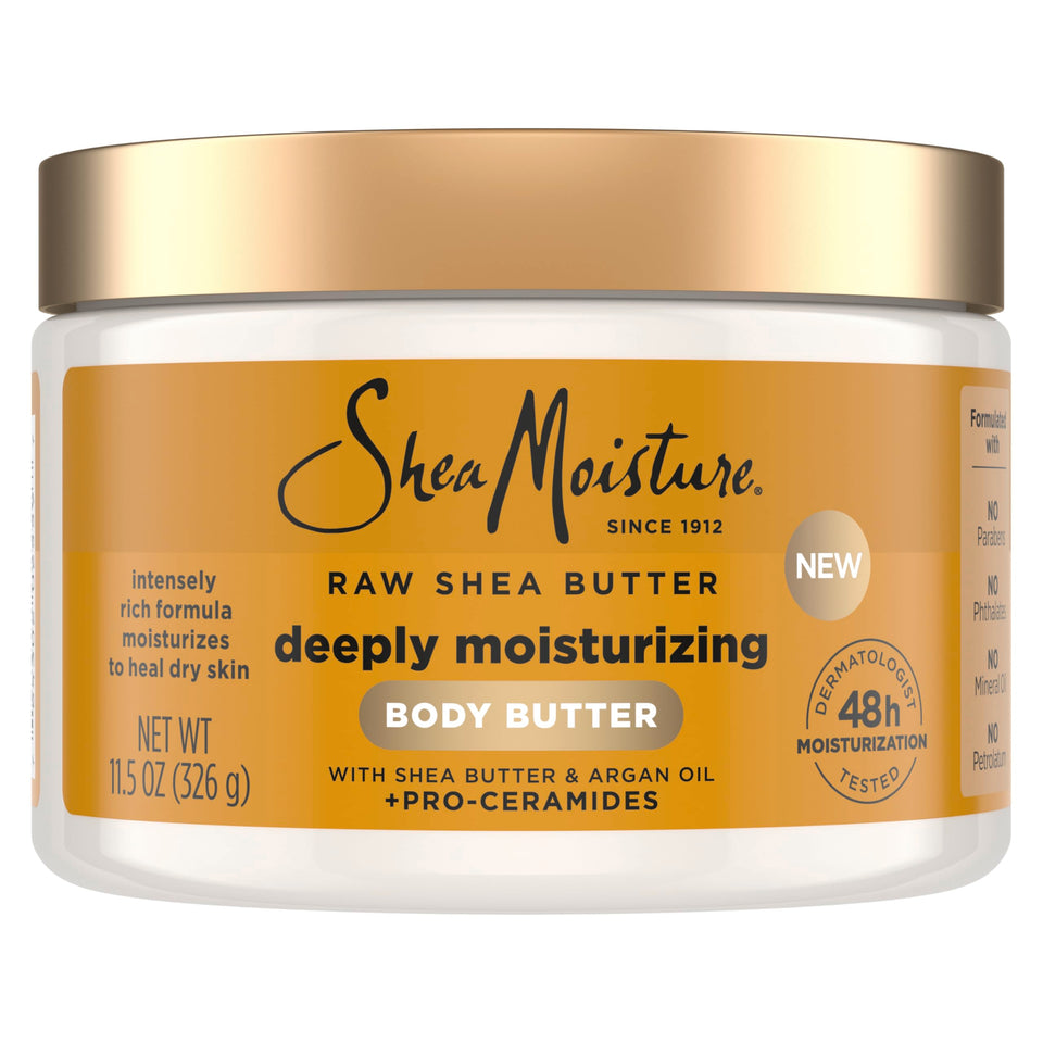 SheaMoisture front jar view showing packaging and rich hydration benefit