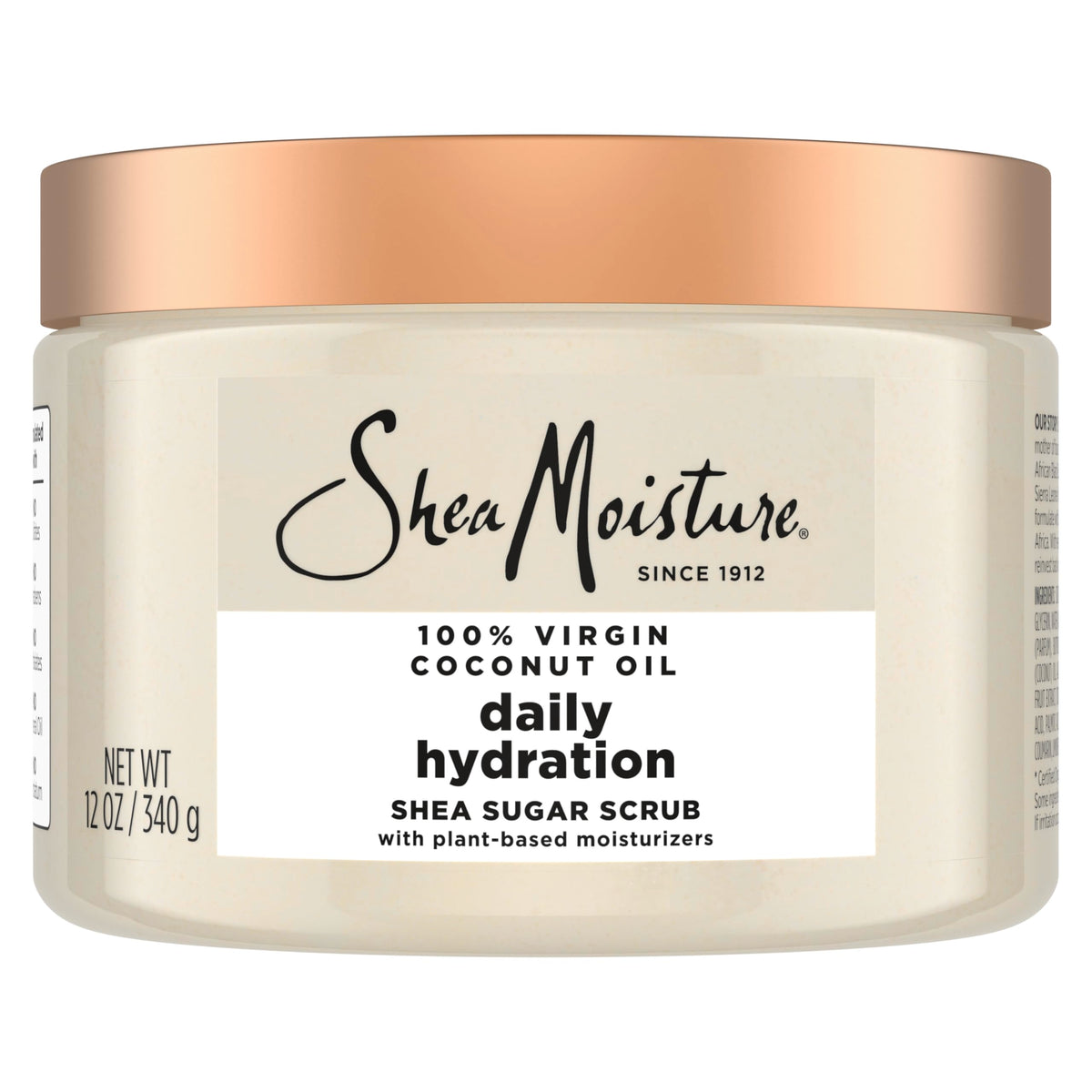 SheaMoisture front label of 12 oz jar showing product name and benefits