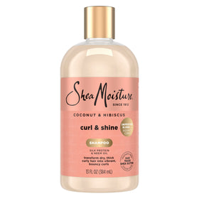 SheaMoisture front bottle showing coconut hibiscus label and clear benefit