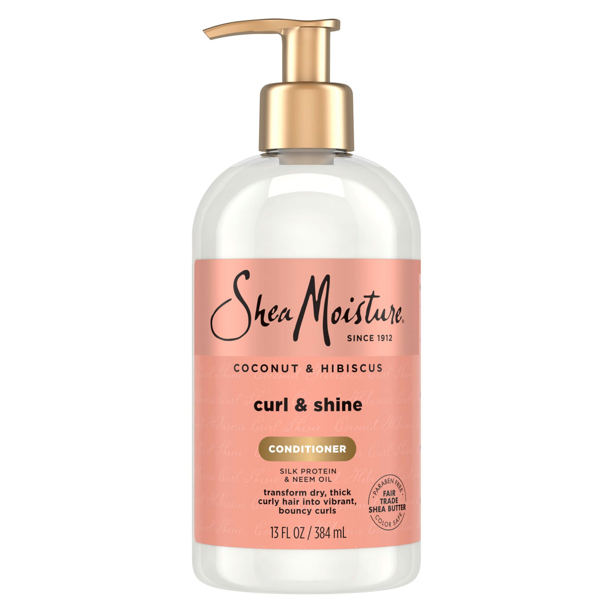 SheaMoisture front packaging showing coconut and hibiscus, clear product identity and benefit