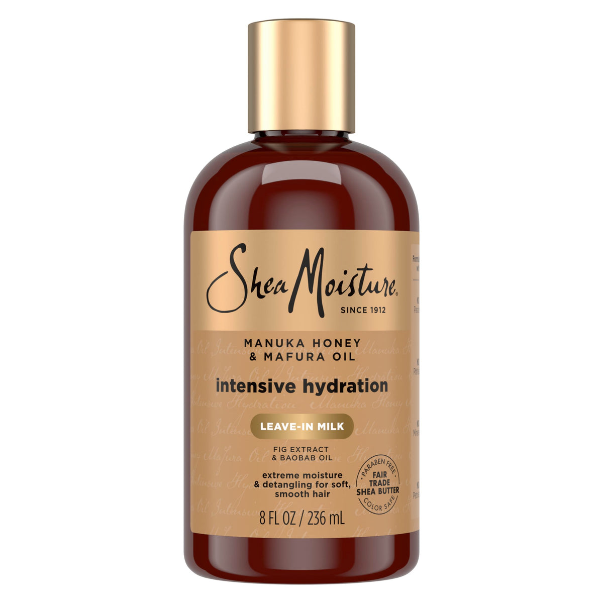 SheaMoisture front packaging showing Manuka Honey and Mafura Oil benefits