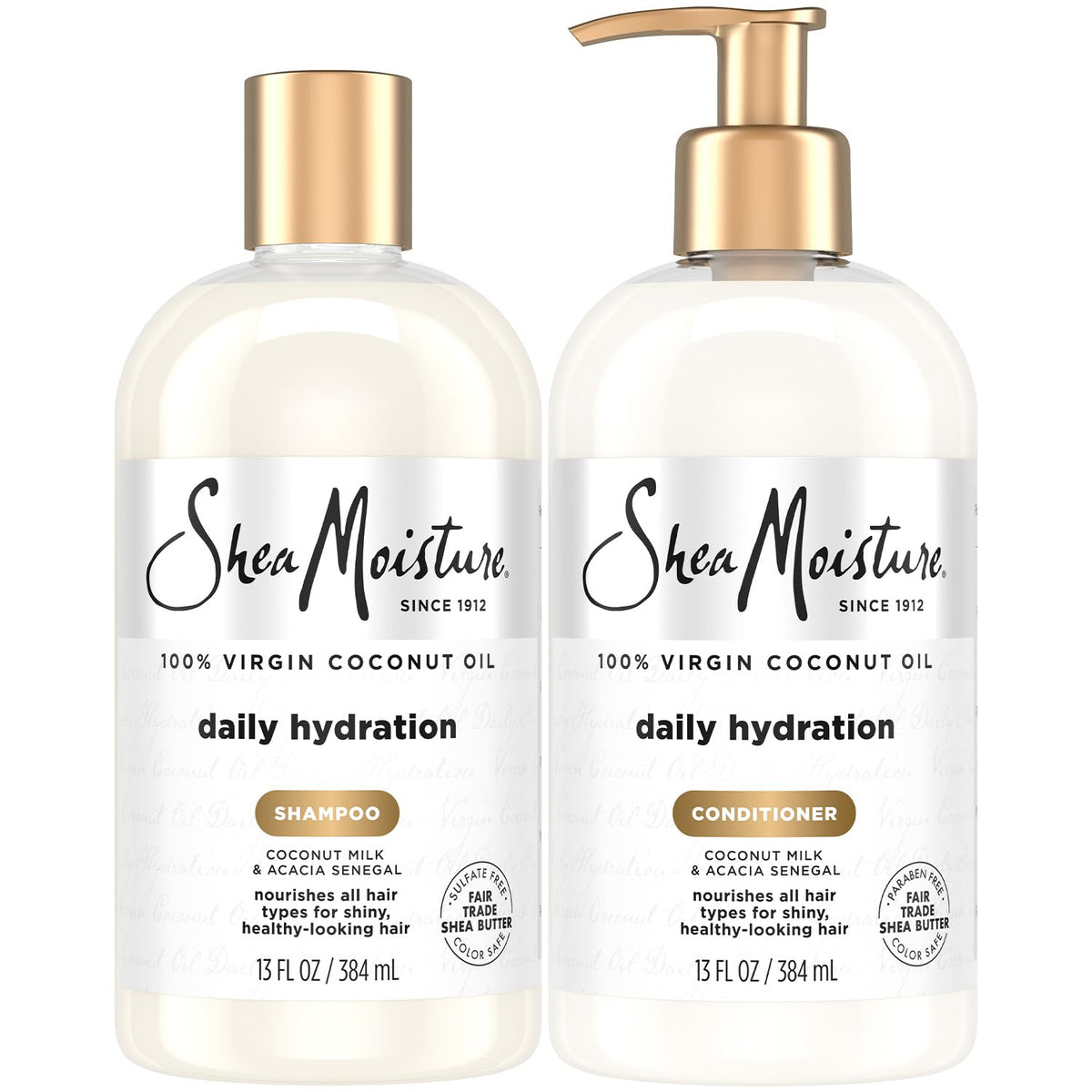 SheaMoisture front packaging showing both bottles and coconut scent benefit
