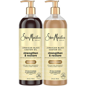 SheaMoisture front packaging showing strengthen and restore set benefits