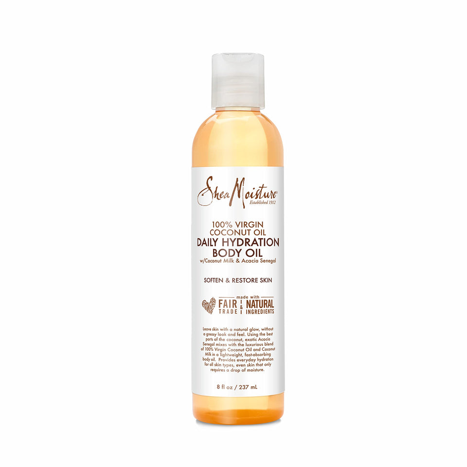 Shea Moisture front bottle view showing label and 8 oz size, highlighting trusted brand