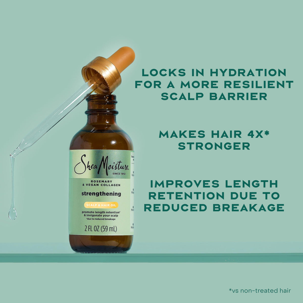 SheaMoisture ends comparison showing strengthened, less-breakage hair