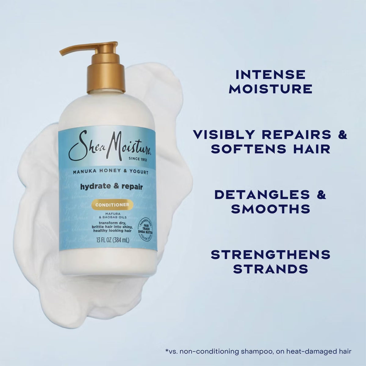 SheaMoisture applying hair mask to curly hair for deep hydration and strength