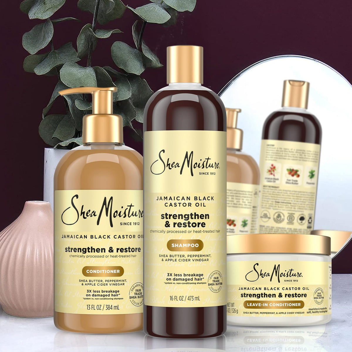 SheaMoisture jar of shea butter and castor oil ingredients conveying nourishment