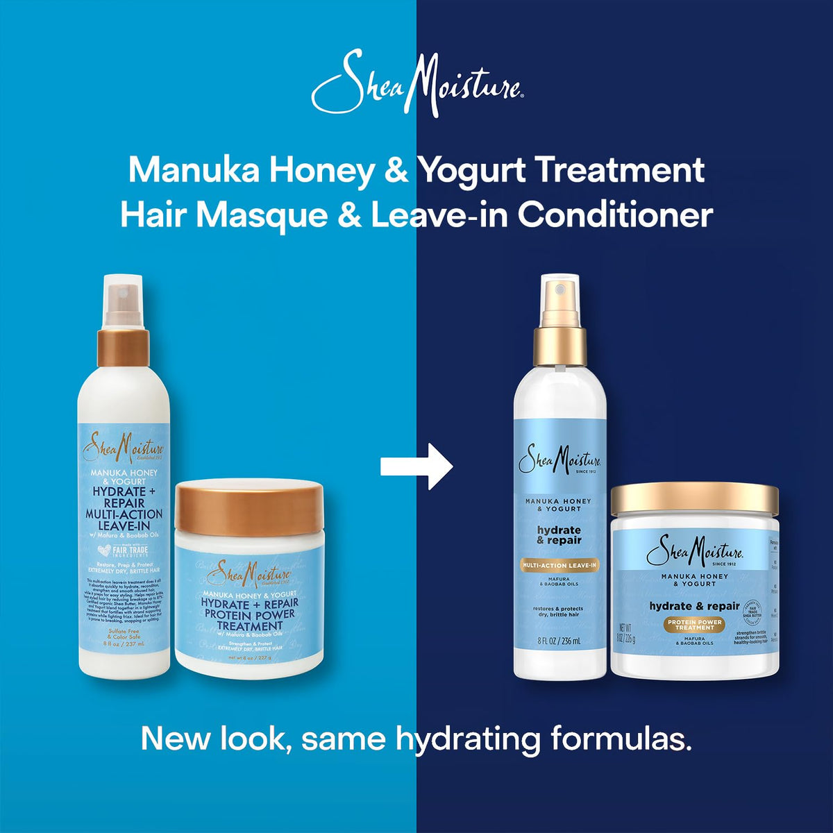 SheaMoisture ingredient flatlay with Manuka honey yogurt shea butter benefits