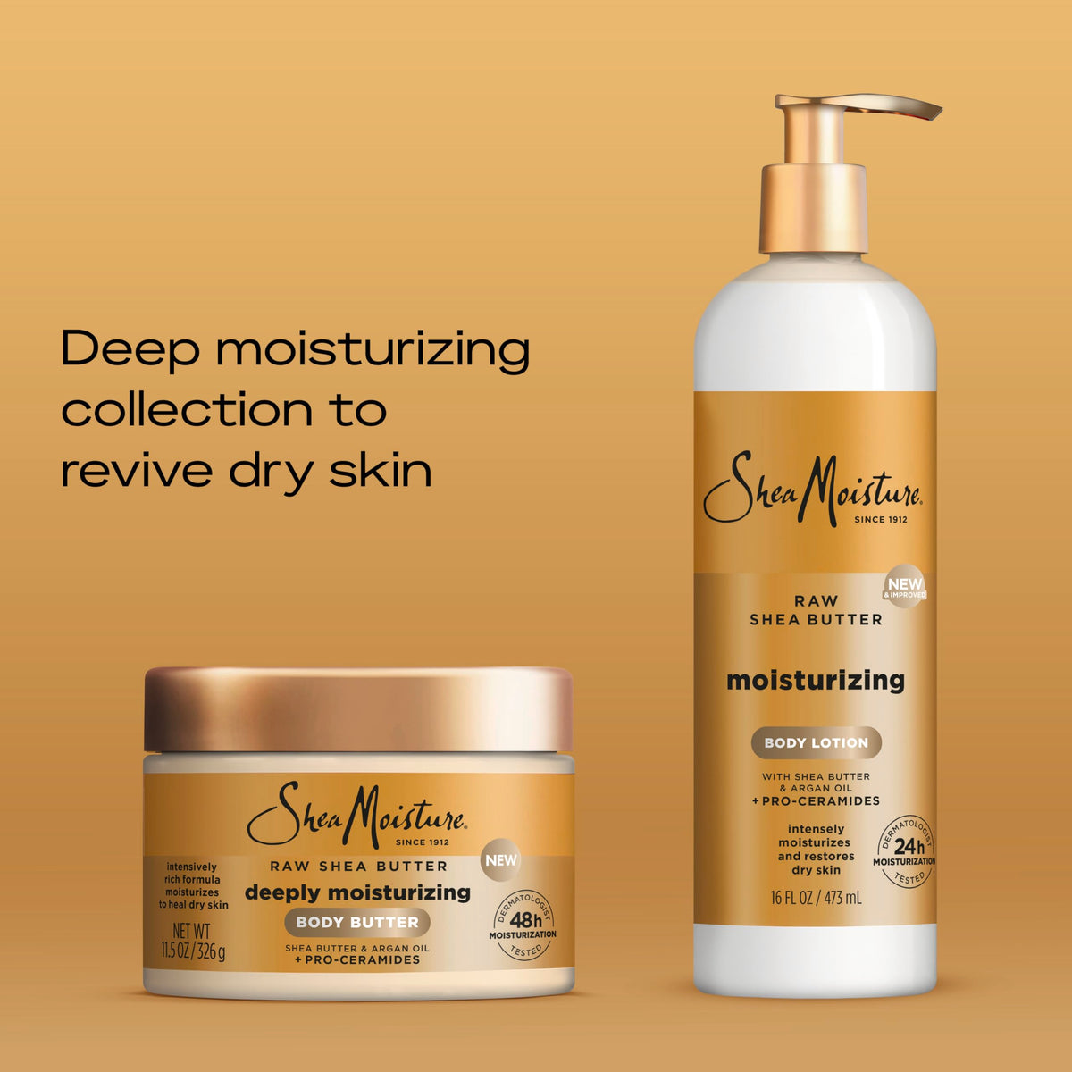 SheaMoisture shea and argan ingredients display highlighting nourishing benefits