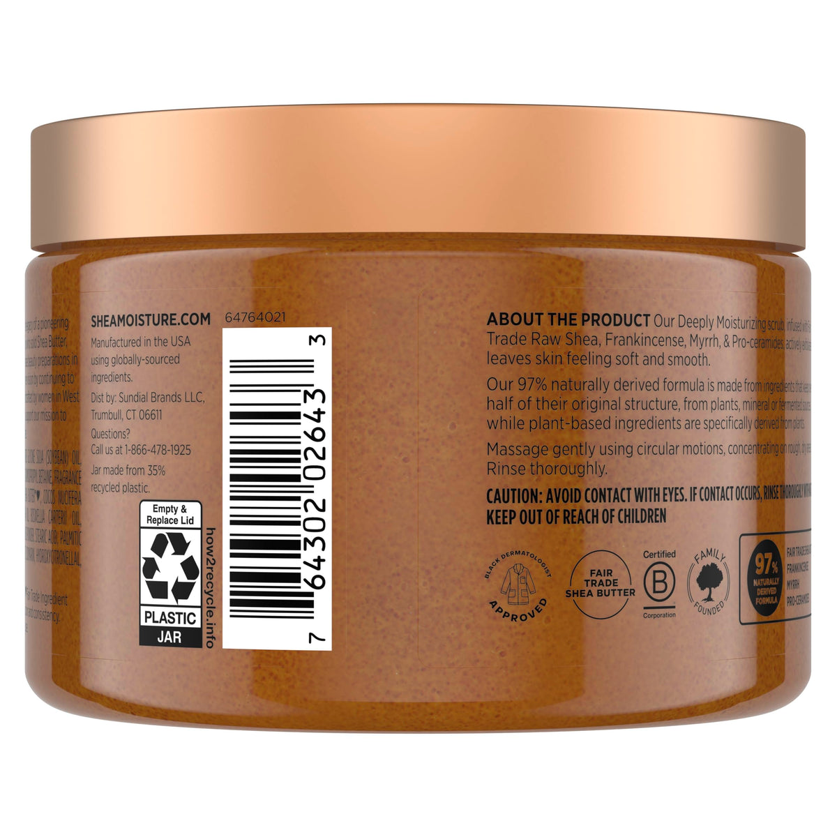SheaMoisture open jar close-up of scrub texture for gentle exfoliation