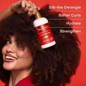 SheaMoisture label close-up showing Fair Trade Shea Butter commitment