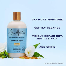 SheaMoisture product label highlighting ingredients and Fair Trade Shea benefit