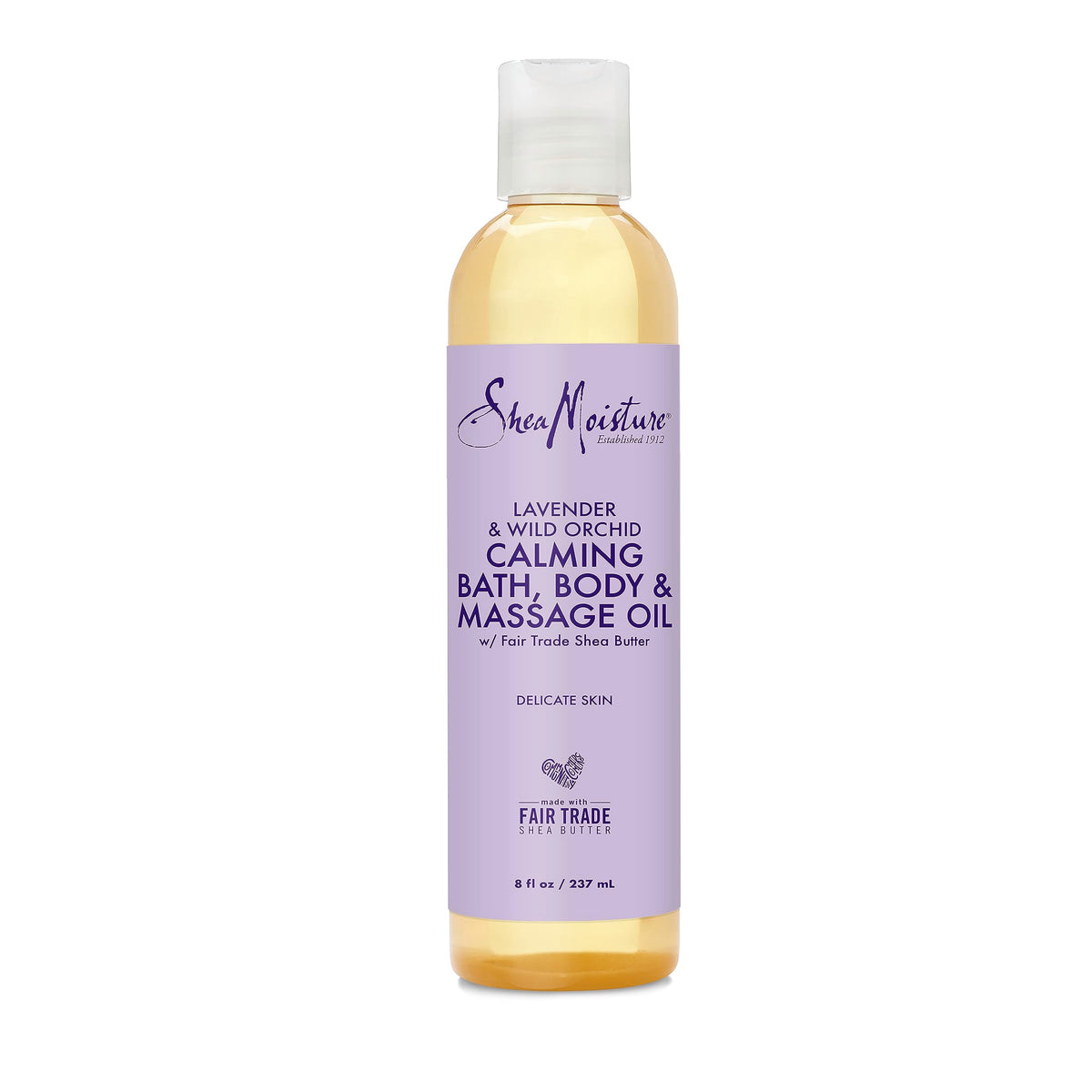 SheaMoisture front bottle view showing calming lavender oil benefits