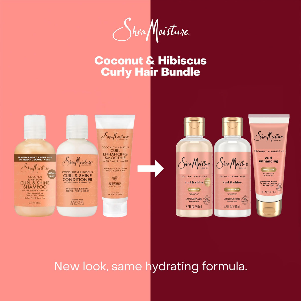 Shea Moisture on model with defined curly hair showing bouncy, frizz-controlled results