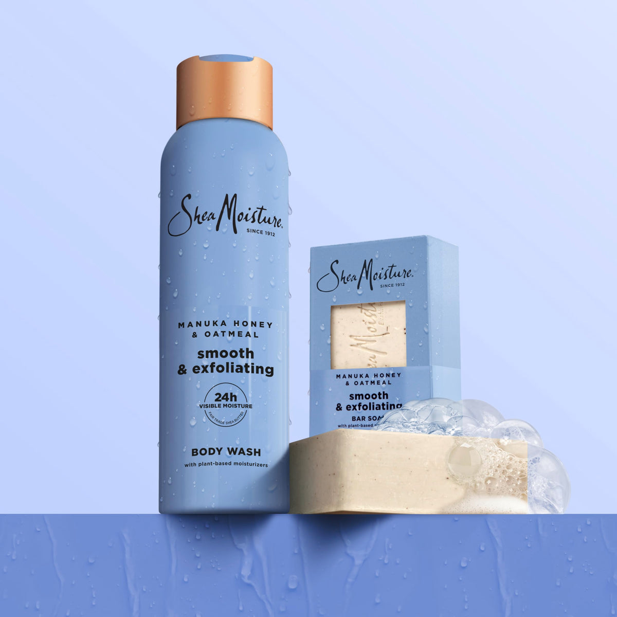 SheaMoisture bar producing creamy lather in shower for effective cleansing