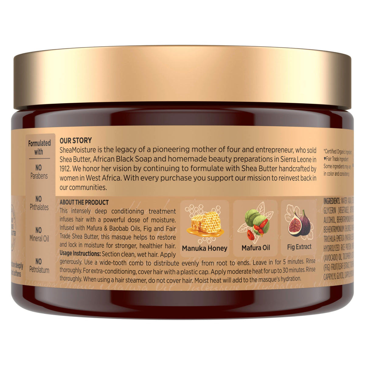SheaMoisture open jar revealing rich creamy masque texture