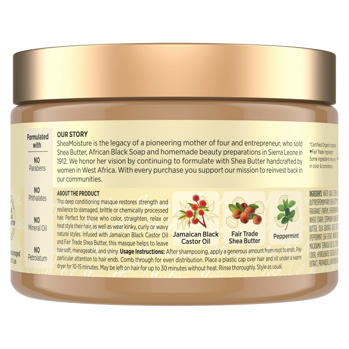 SheaMoisture open jar texture close-up showing rich creamy masque benefits