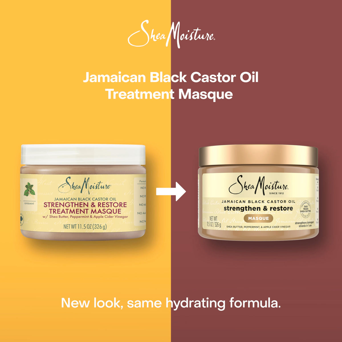 SheaMoisture jar held in palm demonstrating 11.5 oz size and portability