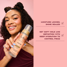 Shea Moisture mousse used with a diffuser to create lifted, voluminous curls