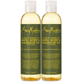 Shea Moisture front packaging showing two 8 oz bottles and benefits