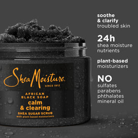 SheaMoisture open jar top view showing creamy scrub and nourishing shea butter