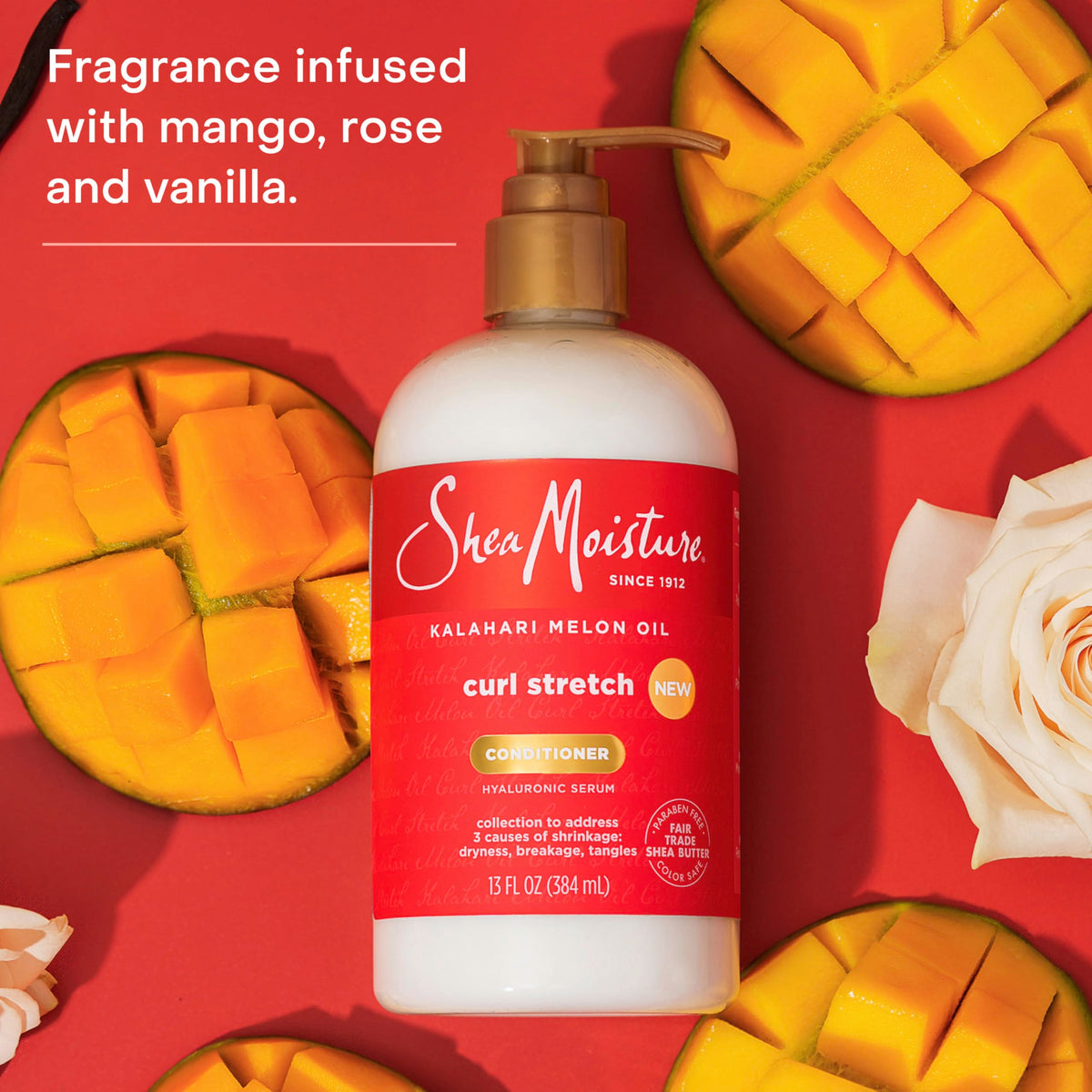 SheaMoisture pouring conditioner to show slip and easy detangling