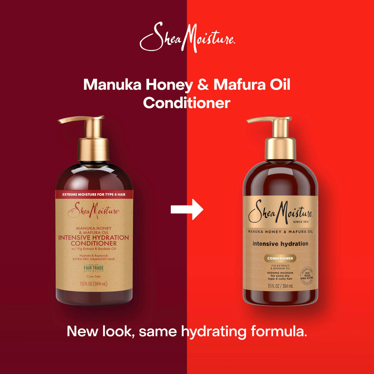 SheaMoisture pouring conditioner into hand for smooth application