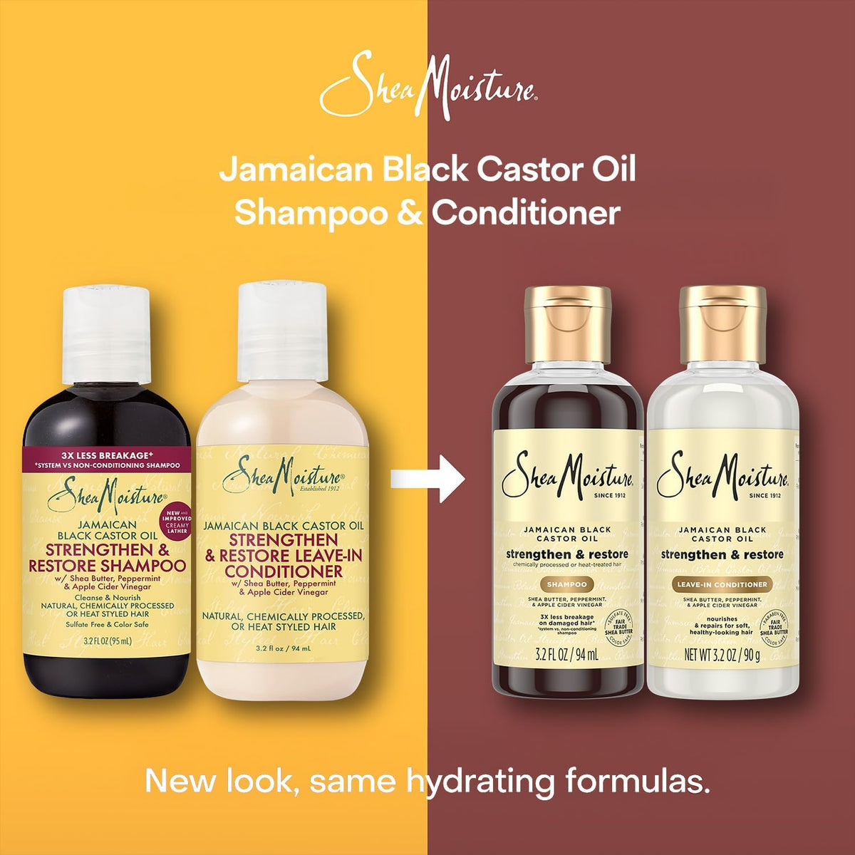 Shea Moisture product label close-up showing Jamaican Black Castor Oil and ingredient highlights