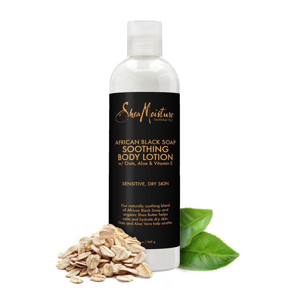 SheaMoisture label and pump detail highlighting easy dispensing