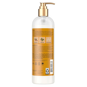 SheaMoisture pump dispensing lotion illustrating controlled, mess-free application benefit