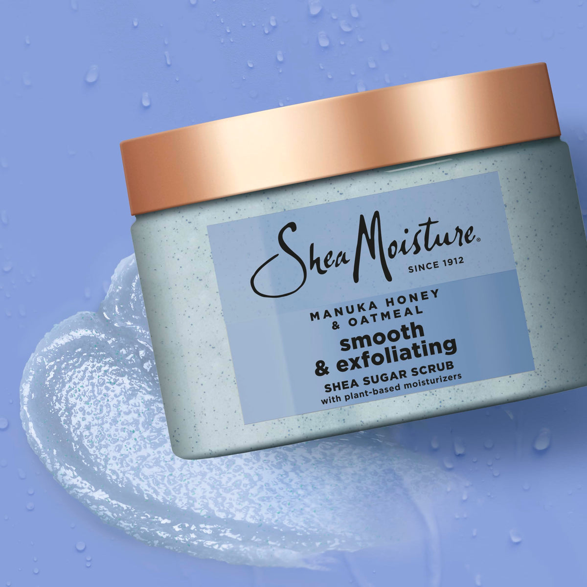 SheaMoisture in-shower use demonstrating gentle exfoliation and immediate softening
