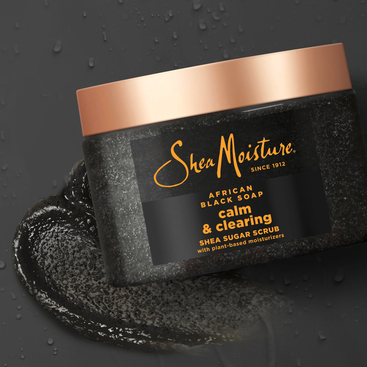 SheaMoisture scrub in use in shower demonstrating exfoliation and soothing action