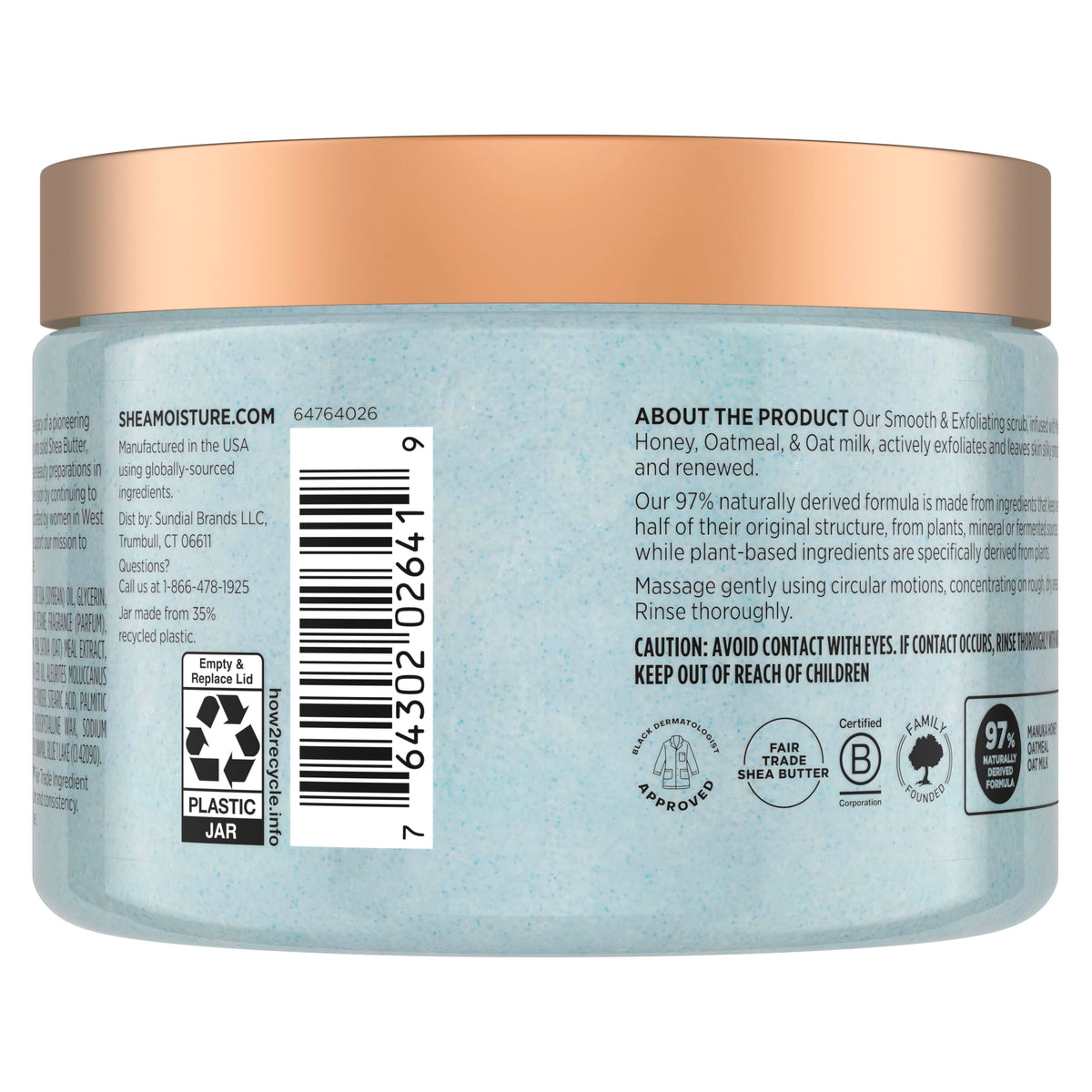SheaMoisture texture close-up revealing grainy oatmeal exfoliant for smooth skin