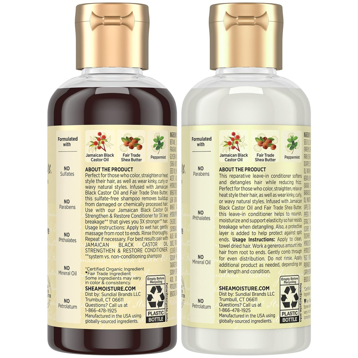 Shea Moisture shampoo bottle close-up highlighting squeeze top and travel-friendly design