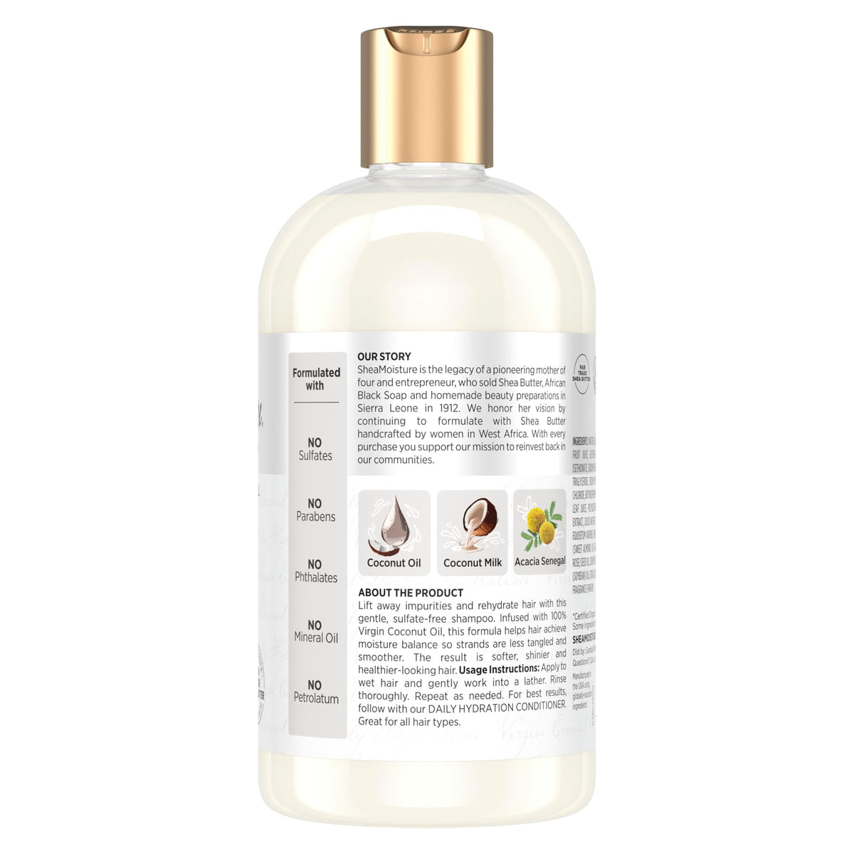 Shea Moisture creamy lather on hand demonstrating gentle cleansing