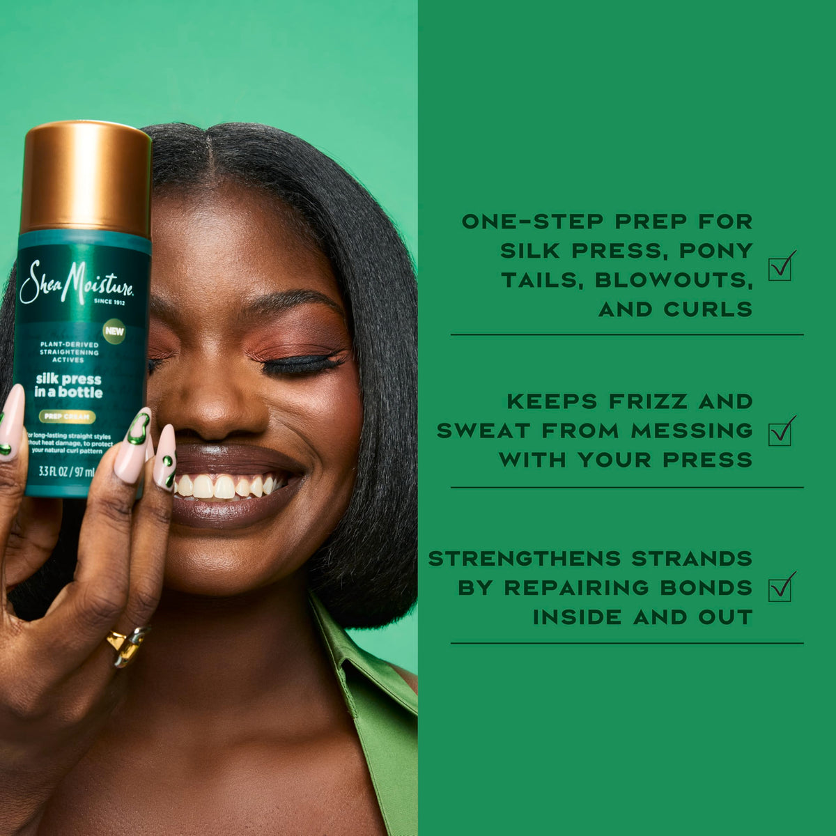 SheaMoisture applied on damp hair for even distribution and prep
