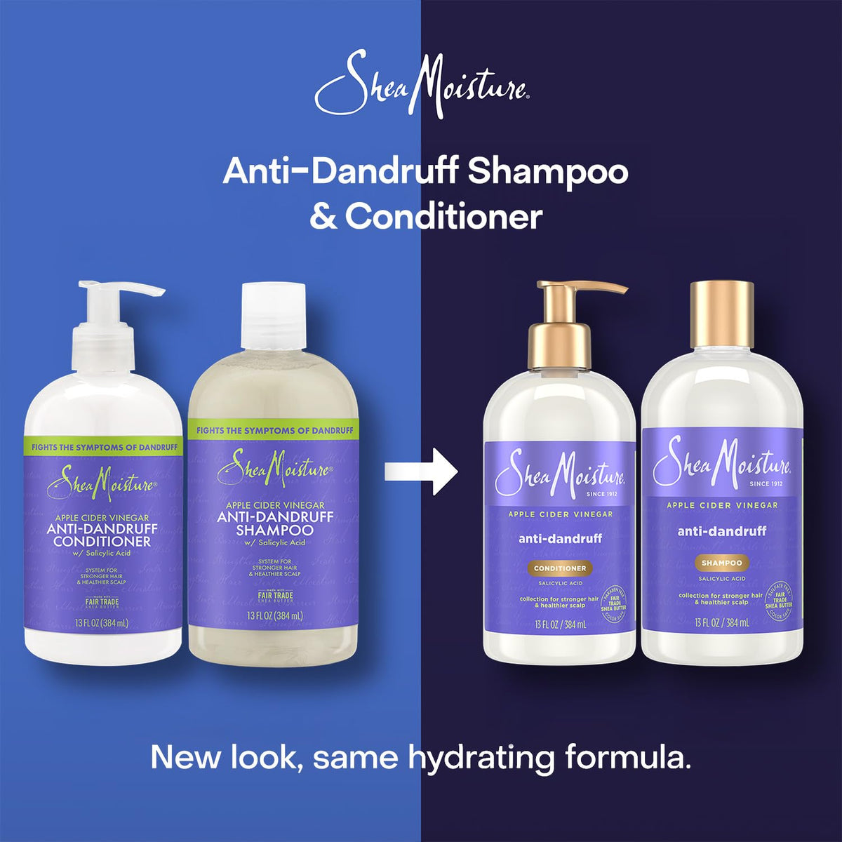 SheaMoisture 13 oz bottles in hand offering clear sense of product scale