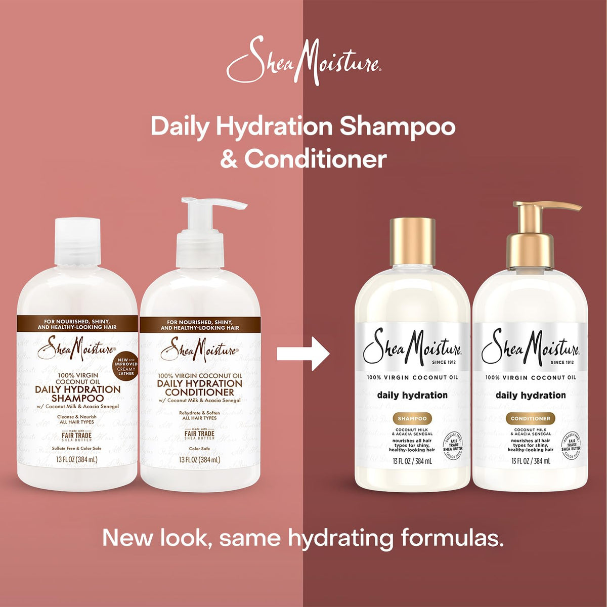 SheaMoisture 13 oz bottles next to common items showing size and value benefit