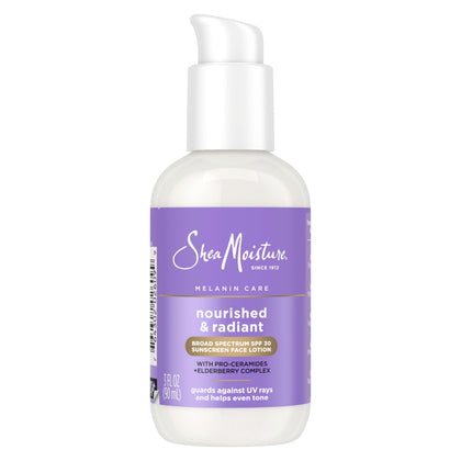SheaMoisture front packaging showing SPF 30 protection and clean design benefit